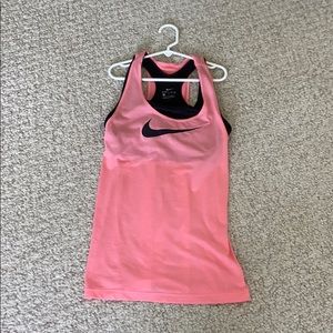 Nike Dri-Fit Tank Top Built In Bra Pink & Black L